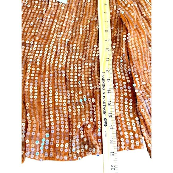 NWT J. Crew Sequined Mockneck Sheer Blouse Copper Brown W/ Silk Cami XS GORGEOUS - Picture 12 of 13